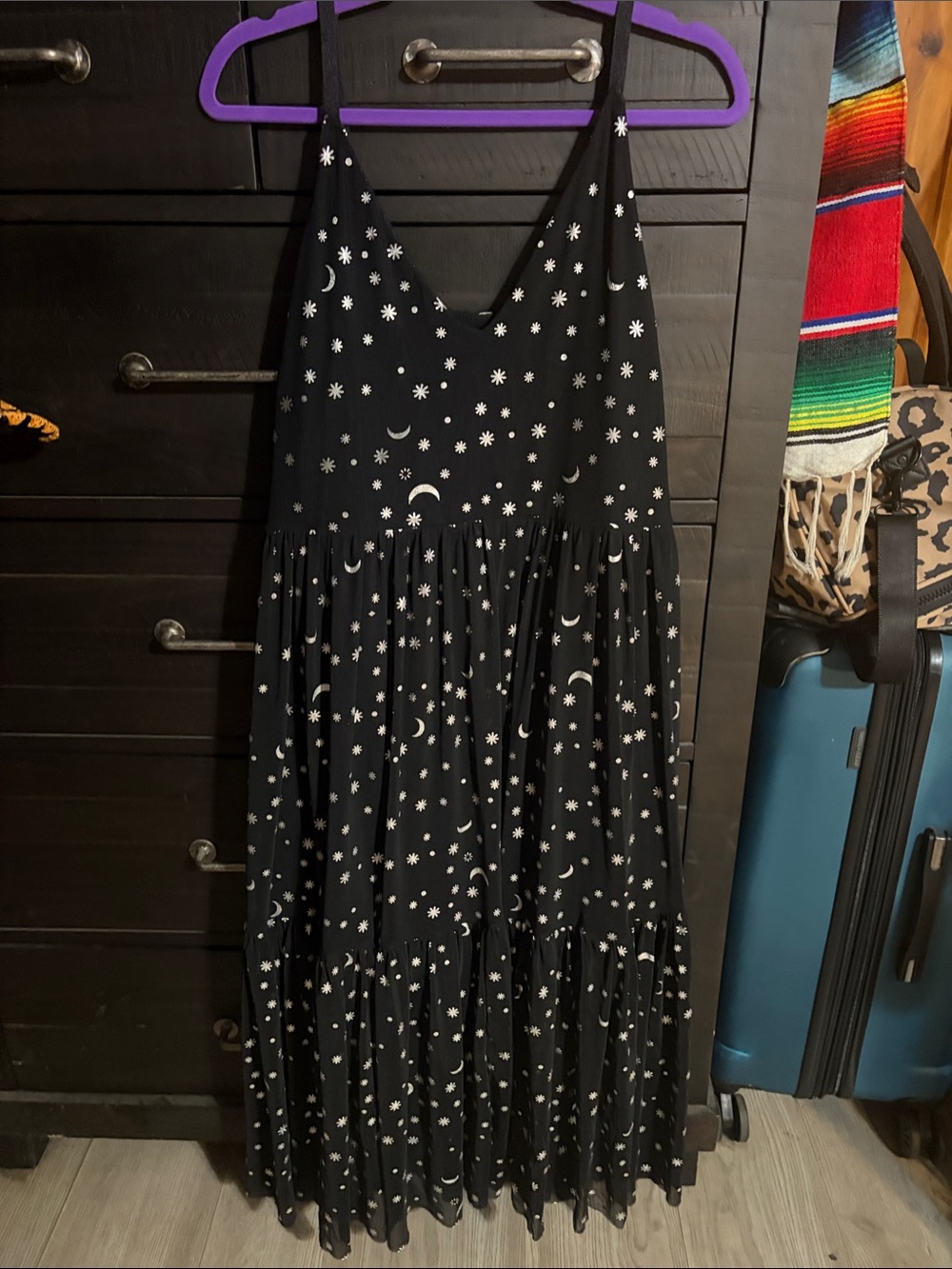 Blackmilk Moon & Star Print Sheer Midi Dress #EUC